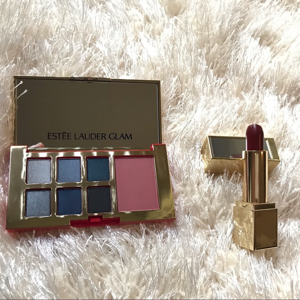 Estée Lauder Eye+Cheek Palette and Lipstick